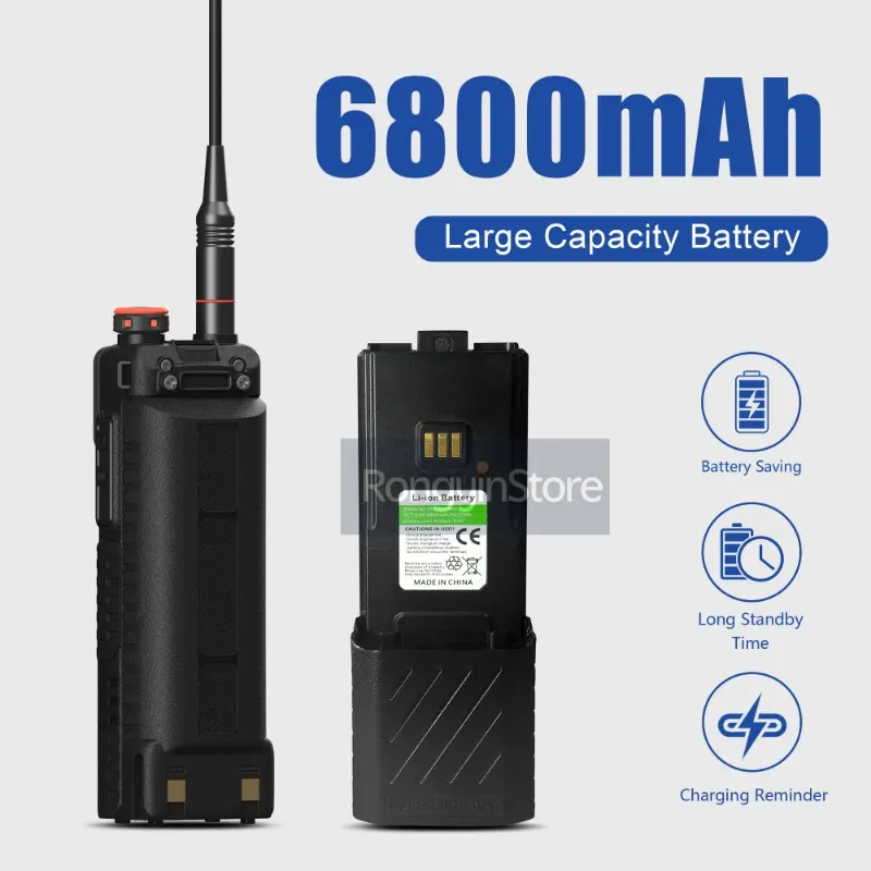 Baofeng UV-5RH PRO GPS 10W Walkie Talkie APRS 6800mAh Li-ion Battery Type-C NOAA High Capacity Long Standby LCD Display CB Radio
