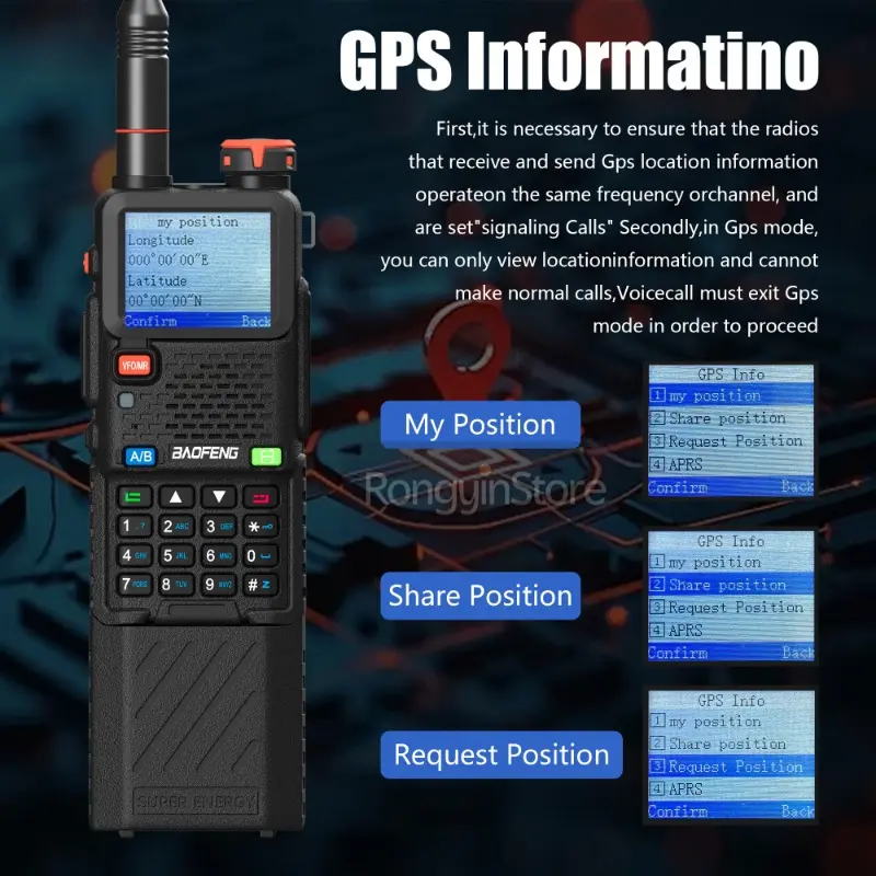 Baofeng UV-5RH PRO GPS 10W Walkie Talkie APRS 6800mAh Li-ion Battery Type-C NOAA High Capacity Long Standby LCD Display CB Radio