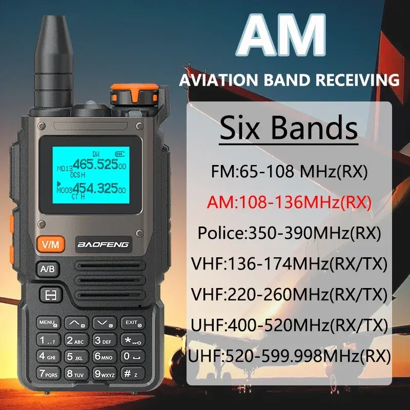 Baofeng UV-K61 Military Walkie Talkie Air Band Type-C Charging UHF VHF AM NOAA 999Channels Wireless Frequency Copy Two Way Radio