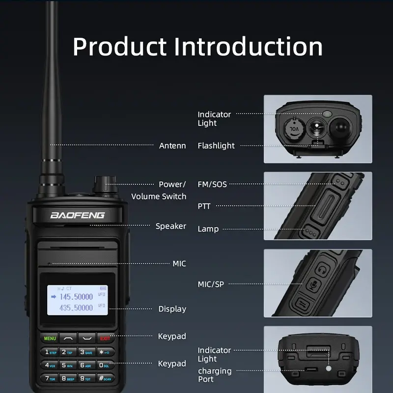 P15UV Baofeng Walkie Talkie Type-C Charging AM 108-136mhz UV-15 Pro Max V2 FM Radio UV999 Pro Max Long Range Communication Radio