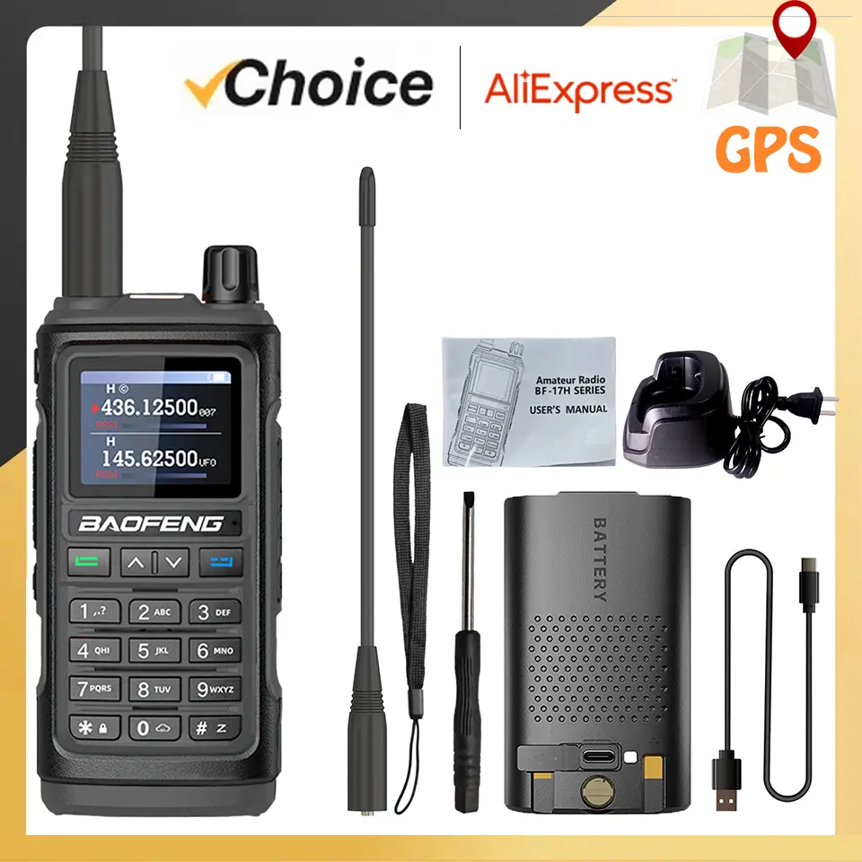 Baofeng UV-17 Pro Max GPS Walkie Talkie Type-C Charging Wireless Copy Frequency AM FM Two Way Radio High Power 999 Channels NOAA