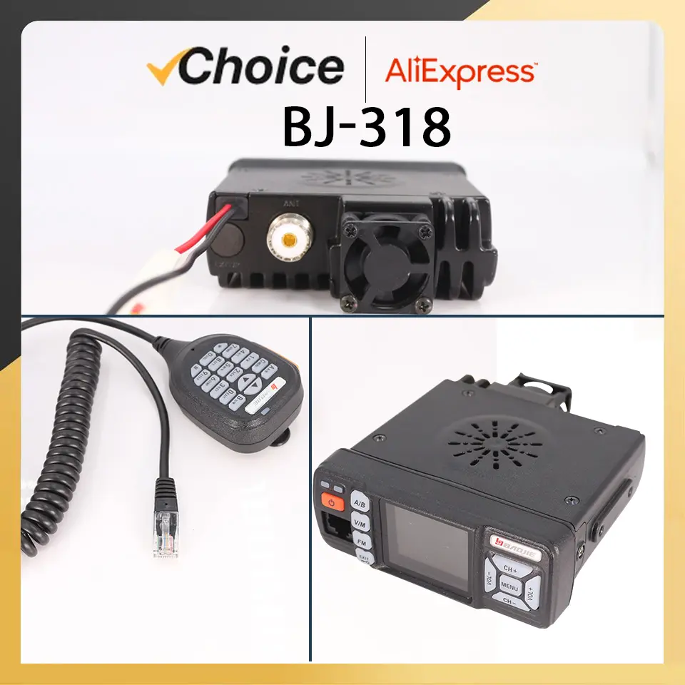 Baojie BJ-318 Mini Car Radio Station 256CH Tri-Power 25W Dual Band VHF/UHF Mobile Radio CB Transceiver Long Range Walkie Talkie