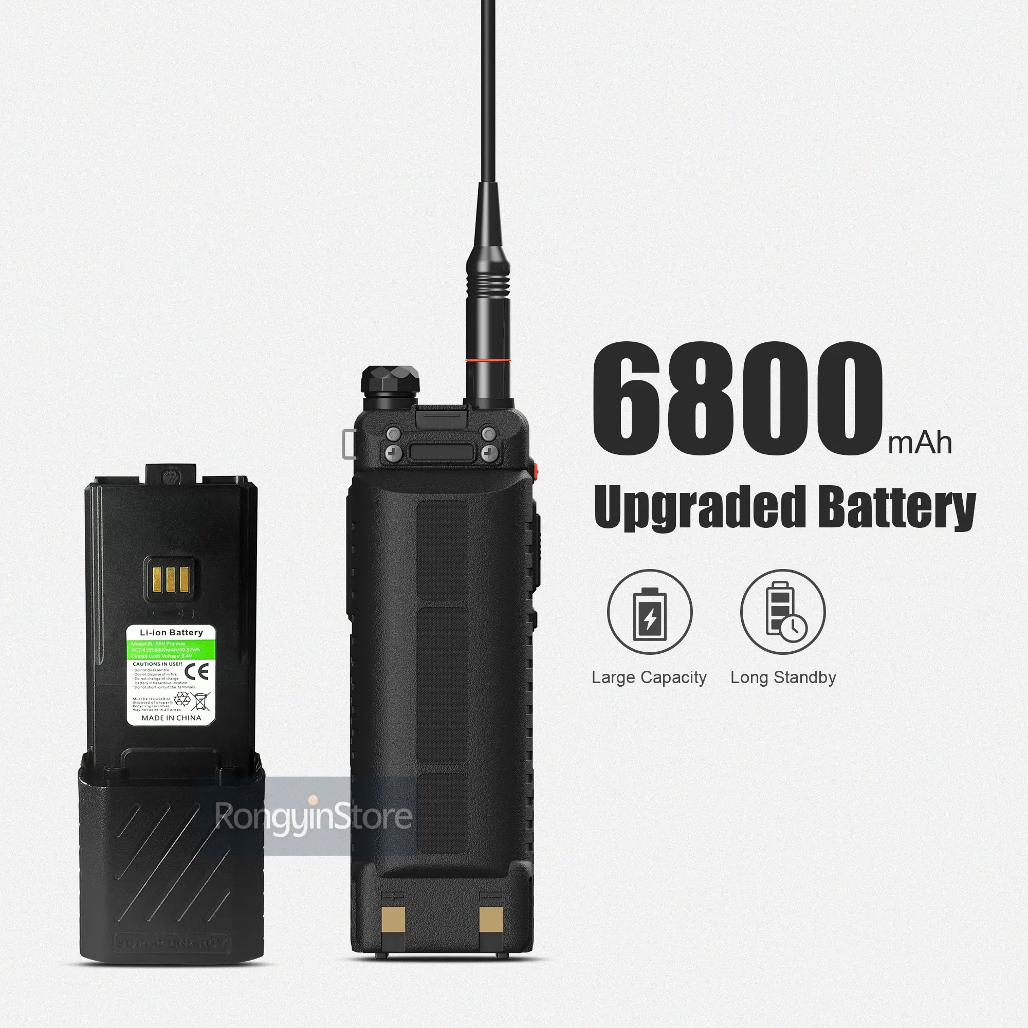 Baofeng UV-5RM 6800mAh Super Power 10W Long Range Walkie Talkie High Capacity AM FM Type-C NOAA Upgraded of UV-5RH Pro Ham Radio