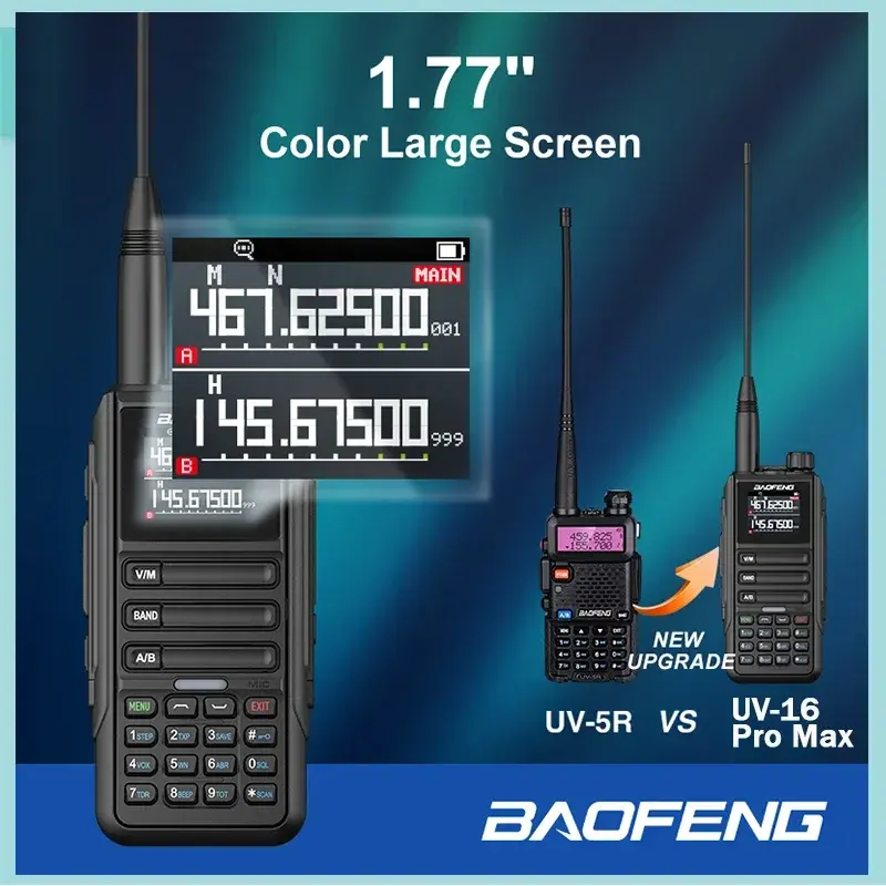 BaoFeng UV-16 Pro Max Type-C Charge Wirless Copy Frequency UV-16M Multi-band Radios AM Waterproof 999CH Long Range Two Way Radio