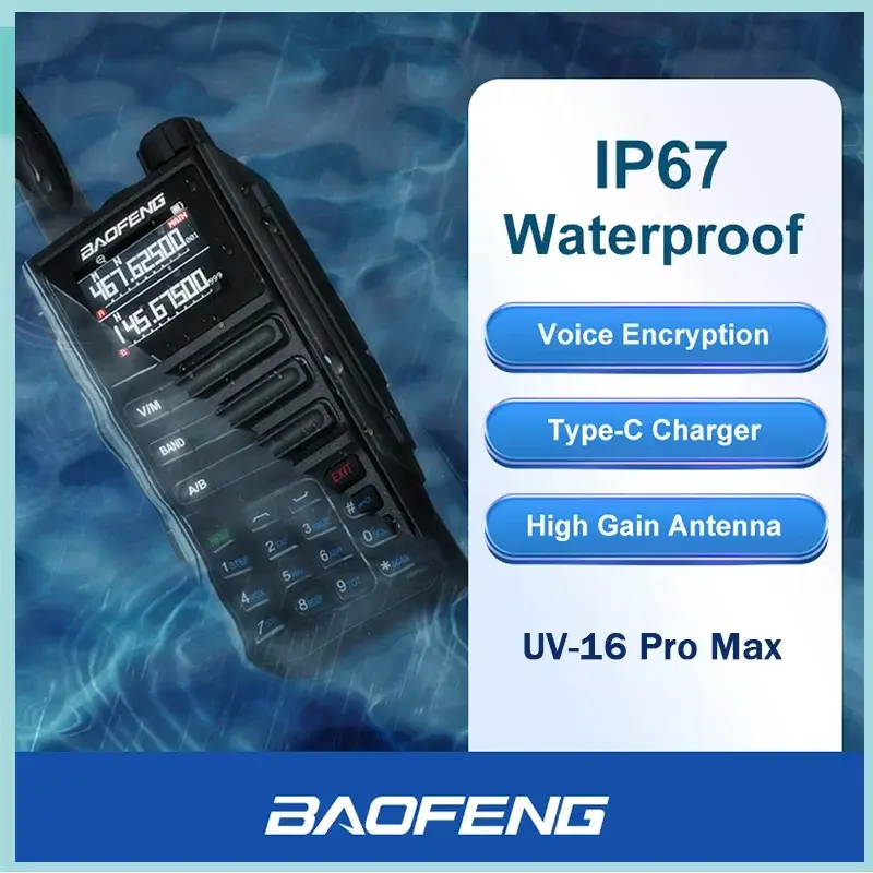 BaoFeng UV-16 Pro Max Type-C Charge Wirless Copy Frequency UV-16M Multi-band Radios AM Waterproof 999CH Long Range Two Way Radio