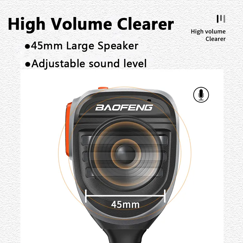 Baofeng UV-5R PTT Waterproof UV-17 Walkie Talkie Speaker Radios Microphone Keenwood 2-Pin Type Handheld Mics For UV-K5 UV-K6 Mic
