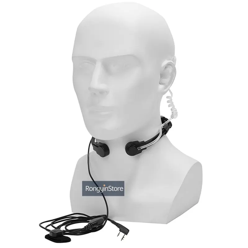 Walkie Talkie Throat Vibration Mic Telescopic Tactical Headphone Headset Microphone 2 Pin K Type Plug for Walkie Talkie Radios