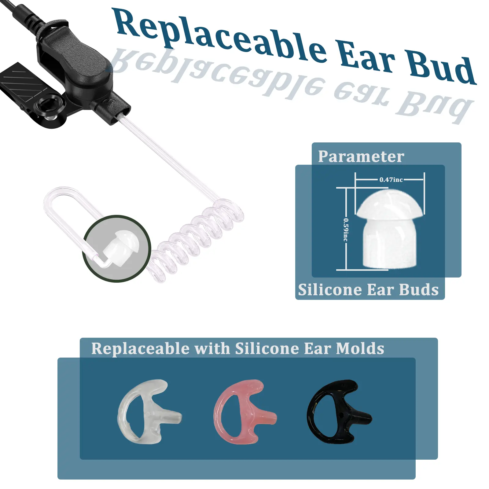 2-Pin K Type Covert Acoustic Air Tube Security Earpiece Headset Mic Walkie Talkies Headphone Earphone for Kenwood Baofeng Radios