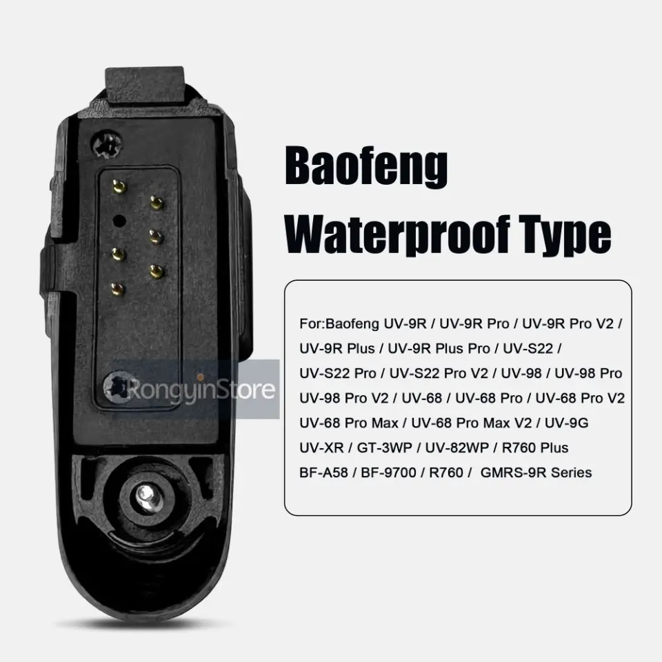 Baofeng Audio Adapter 2 Pin M Plug Earphone Speaker Mic for UV-9R Pro V2 UV-68 Pro Max V2 UV-S22 Waterproof CB Radio Accessories