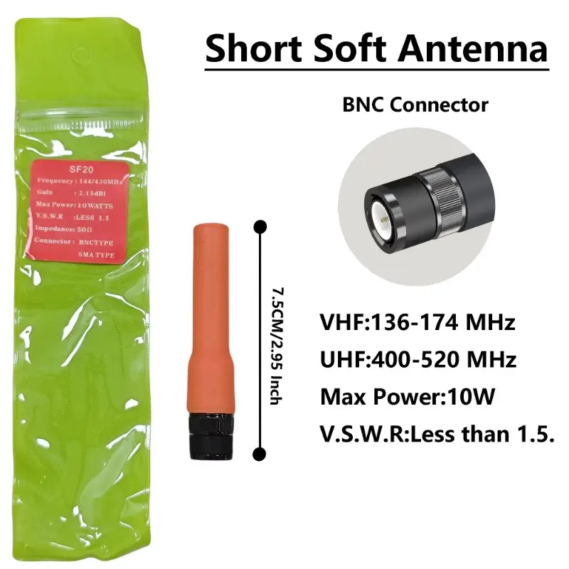 SF-20 Soft Antena VHF UHF Mini Short Aerial BNC Compatible With Motorola HT440 HT90 Wilson HH152 Kenwood Walkie Talkie Accessory