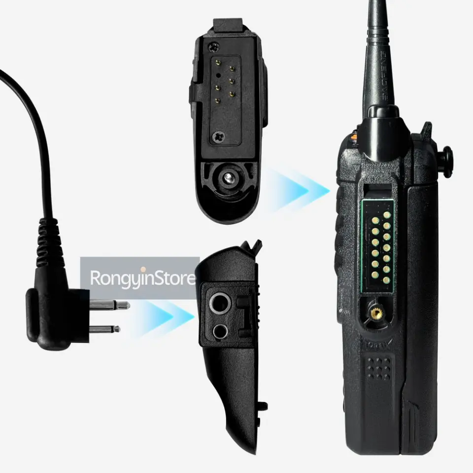Baofeng Audio Adapter 2 Pin M Plug Earphone Speaker Mic for UV-9R Pro V2 UV-68 Pro Max V2 UV-S22 Waterproof CB Radio Accessories