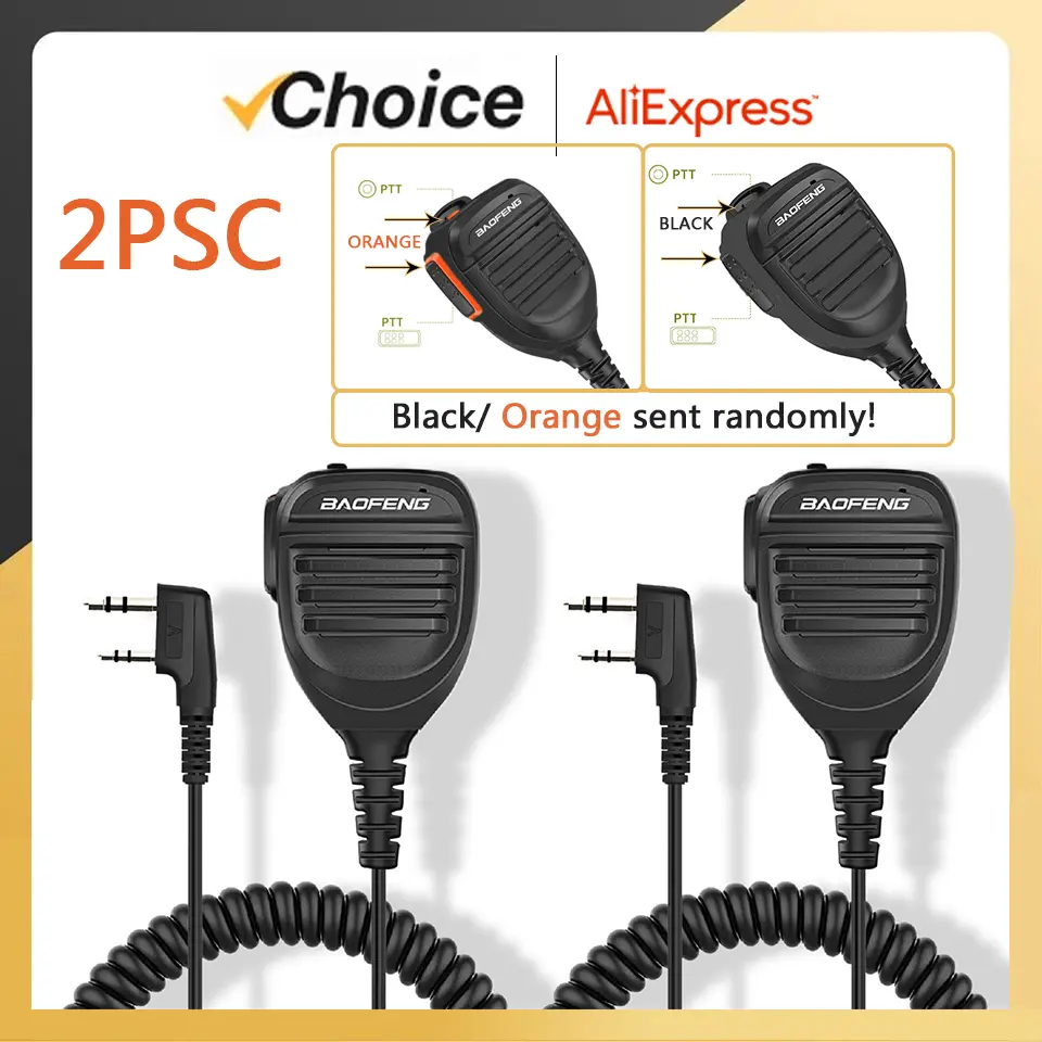 2PCS Microphone Speaker UV-K5 PTT Walkie Talkie Mic Radio Microphones Keenwood 2-Pin Type Handheld Mic For UV-5RH DM-1701 UV-21