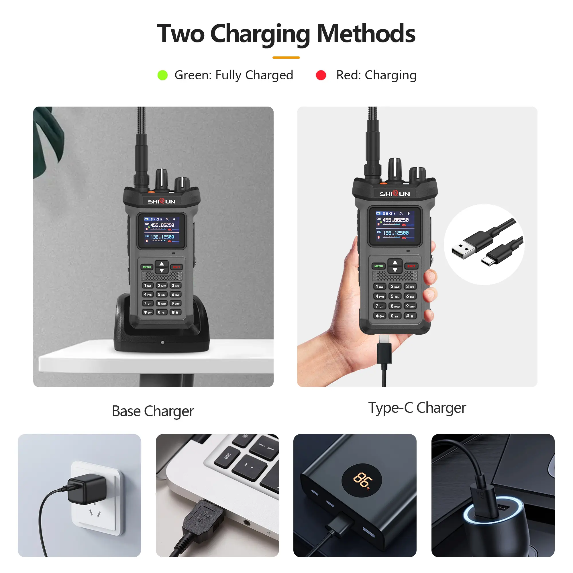 20W Walkie Talkie SQ-8500 Max Long Range Type-C Charging AI Noise Reduction Strobe Lights Dual-Purpose Power Bank IP54 Ham Radio