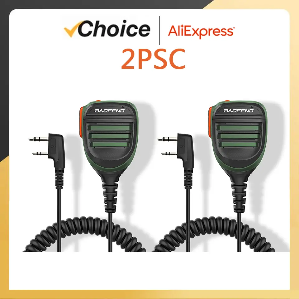 2PCS Microphone Speaker UV-K5 PTT Walkie Talkie Mic Radio Microphones Keenwood 2-Pin Type Handheld Mic For UV-5RH DM-1701 UV-21
