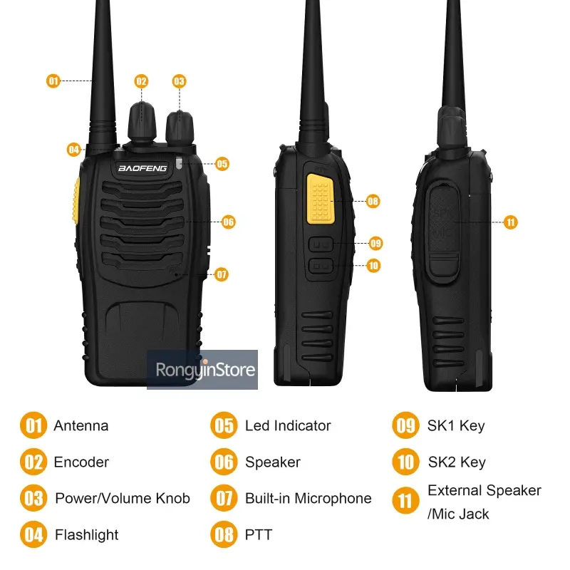 2/4PCS BF-888SD BAOFENG Walkie Talkies Long Range BF-888S Upgraded Built-in LED Flashlight Walkie Talkie NR-F88S Two Way Radios