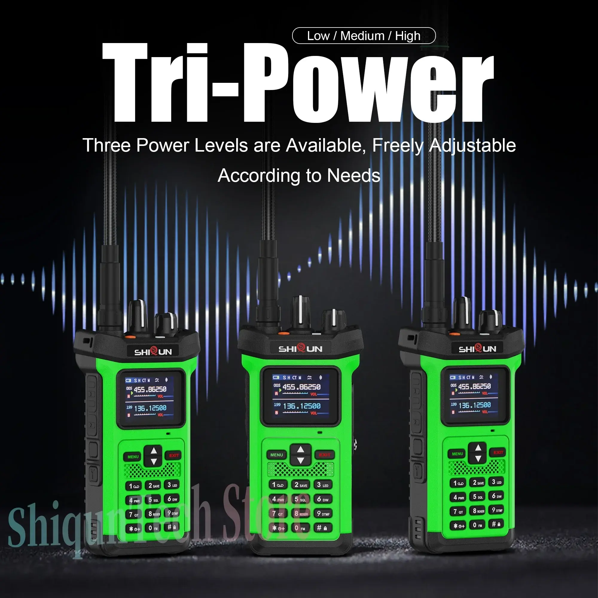 SQ-8500 Walkie Talkie 20W High Power VHF UHF Dual Band Strobe Light AI Noise Reduction Reverse Charge IP54 Waterproof Ham Radios