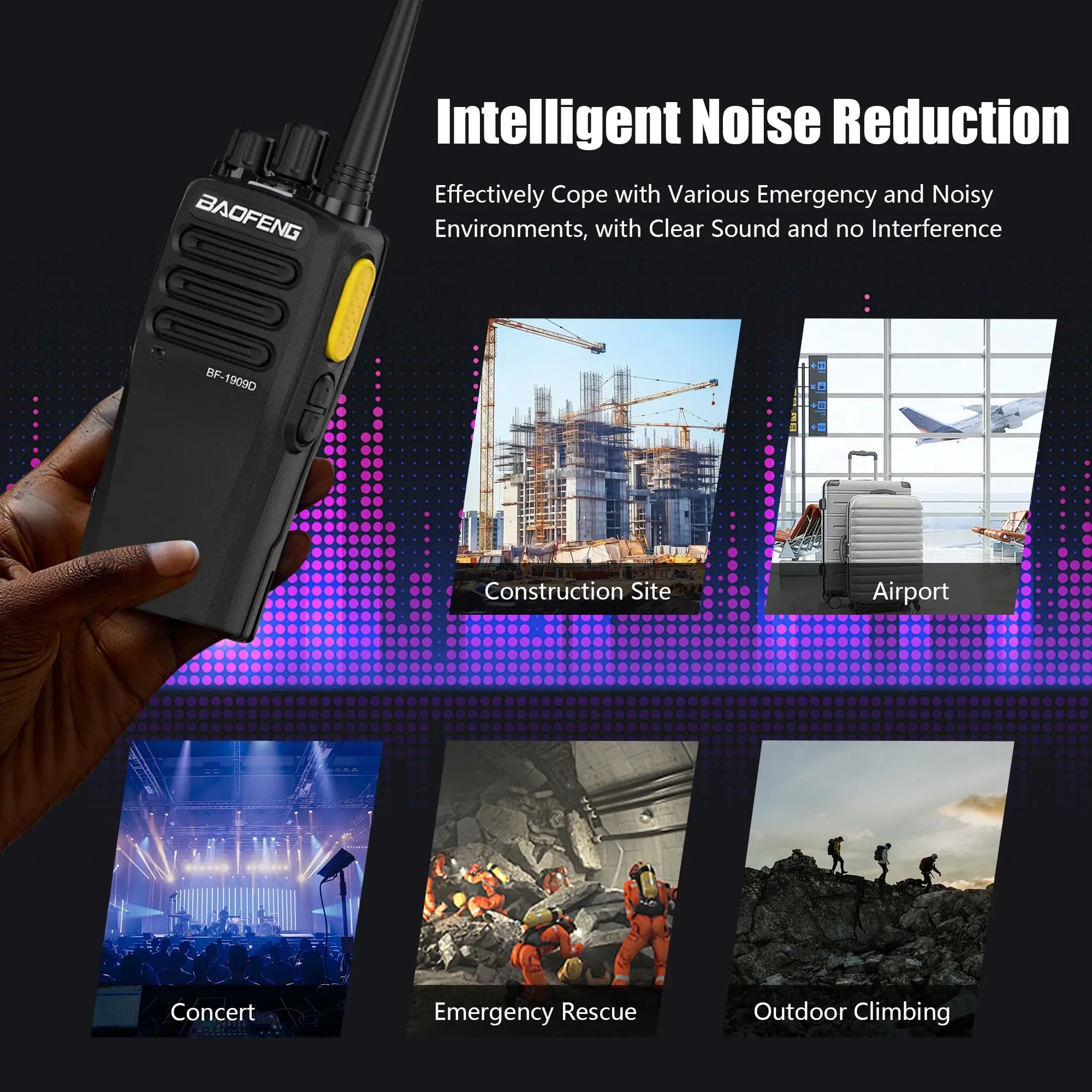 Baofeng BF 1909D Long-Range Durable Walkie Talkie Intelligent Noise Reduction UHF Two Way Radios Encryption BF-1909 Transceiver