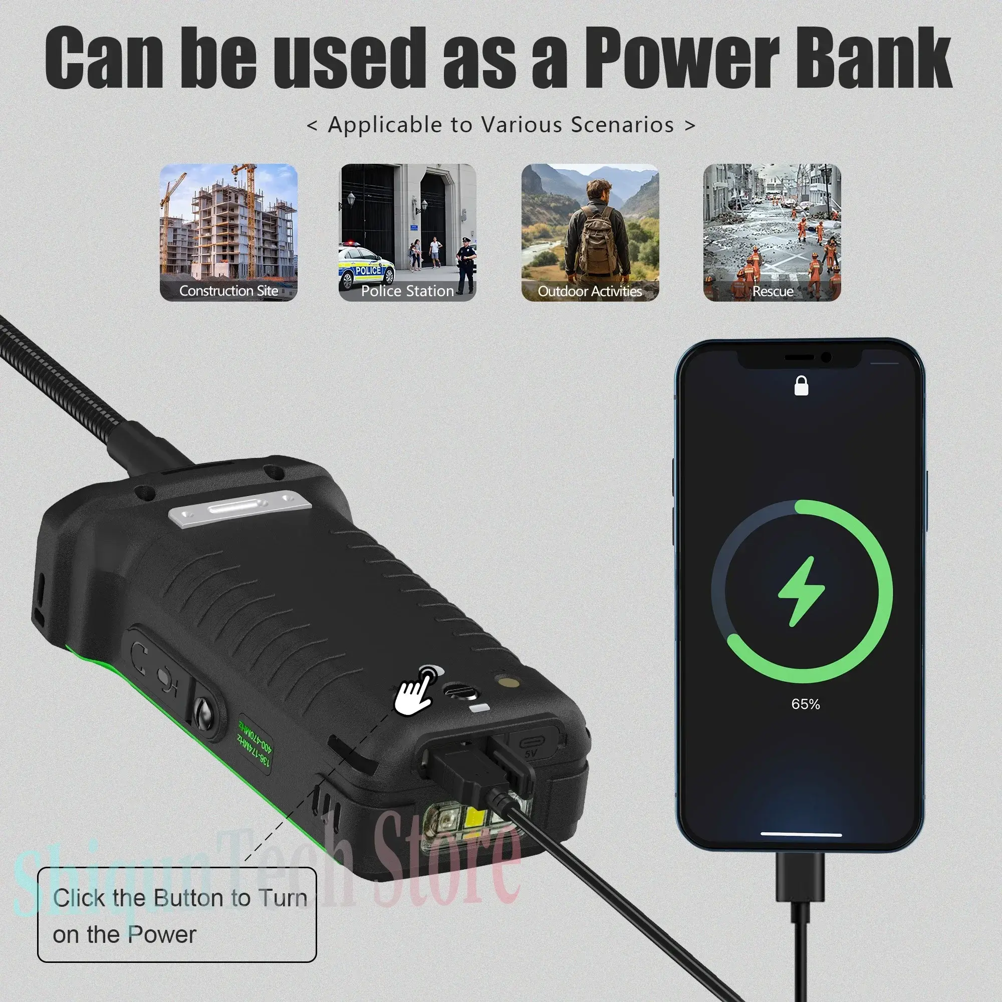 SQ-8500 Walkie Talkie 20W High Power VHF UHF Dual Band Strobe Light AI Noise Reduction Reverse Charge IP54 Waterproof Ham Radios