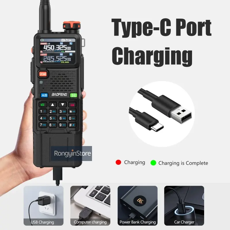 Baofeng UV-5RH PRO GPS Walkie Talkie Bluetooth Multi Band Wireless Copy Frequency Type-C Charger Upgrade UV-5R UV5RH Ham Radios