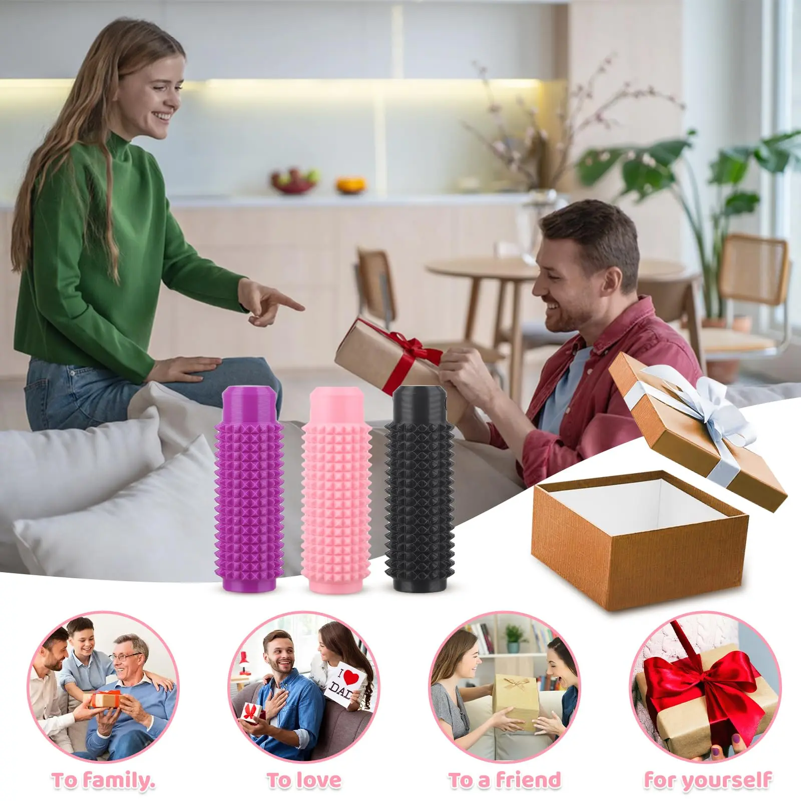 Sensory Fidget Keychain Spiky Textured Pain Stim Toy for Anxiety Relief Stress Gifts Adults Friends Portable Stress Relief Tool