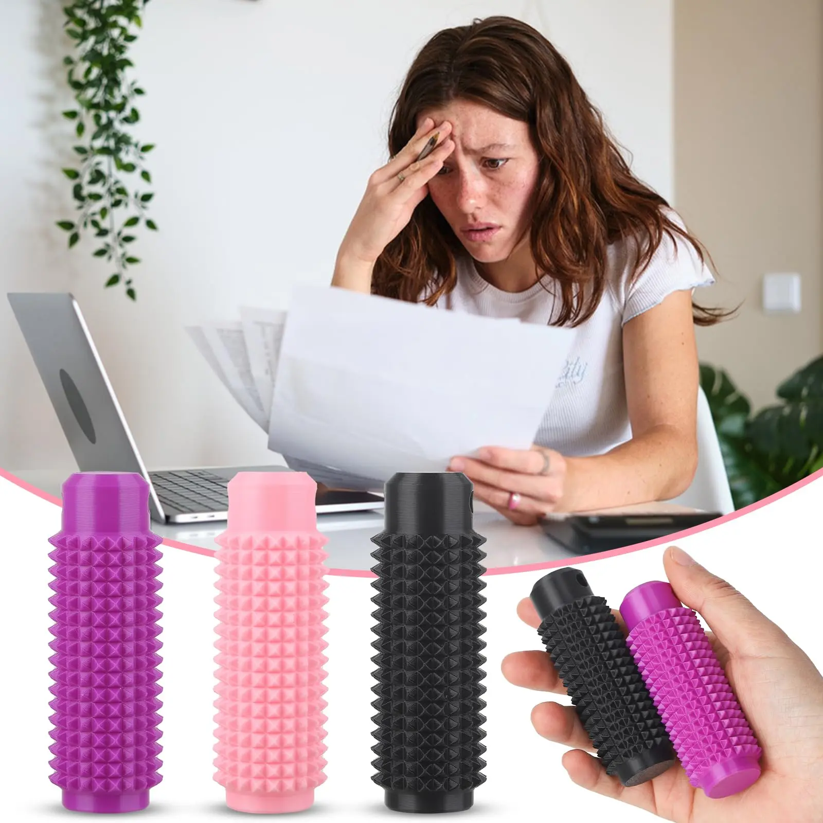 Sensory Fidget Keychain Spiky Textured Pain Stim Toy for Anxiety Relief Stress Gifts Adults Friends Portable Stress Relief Tool