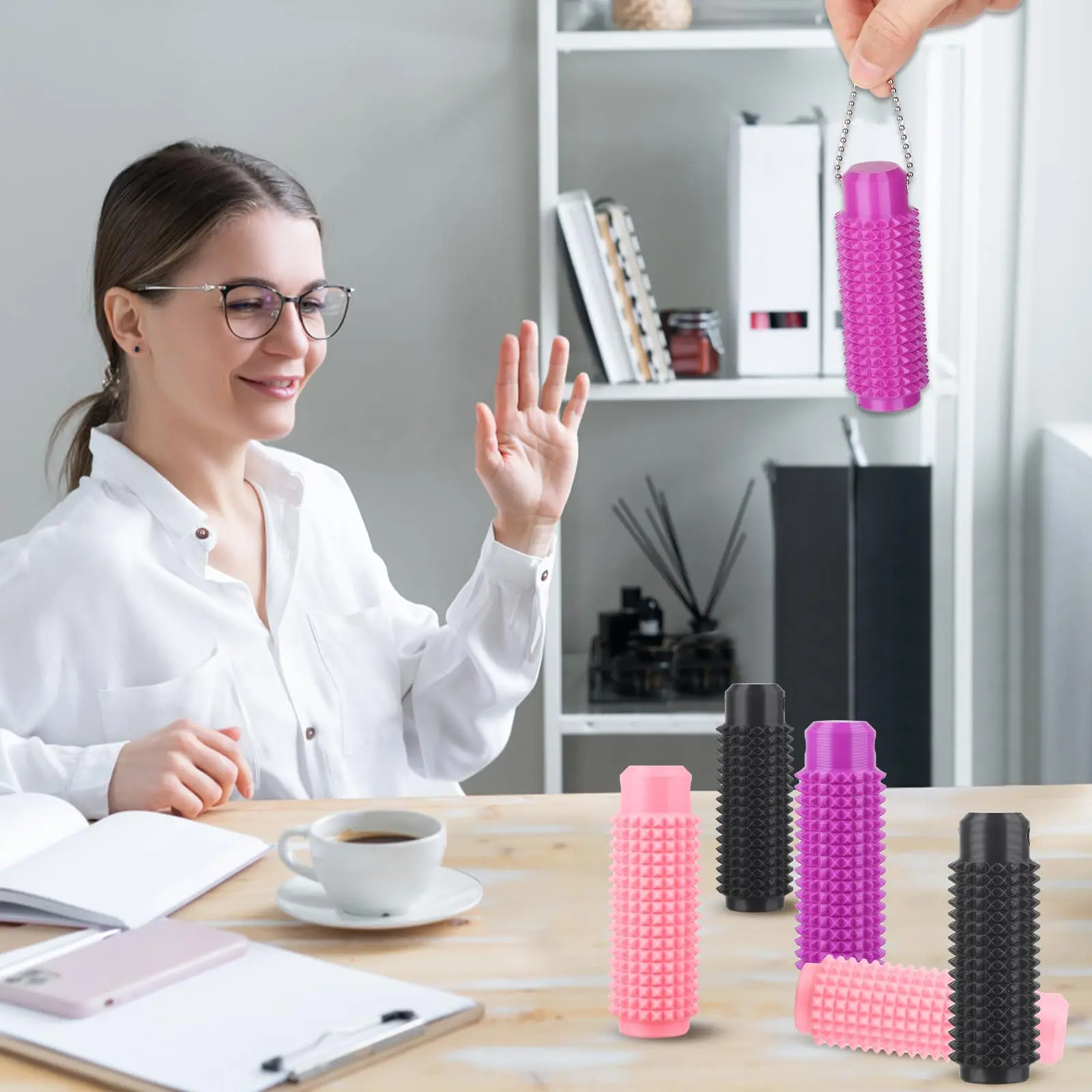 Sensory Fidget Keychain Spiky Textured Pain Stim Toy for Anxiety Relief Stress Gifts Adults Friends Portable Stress Relief Tool
