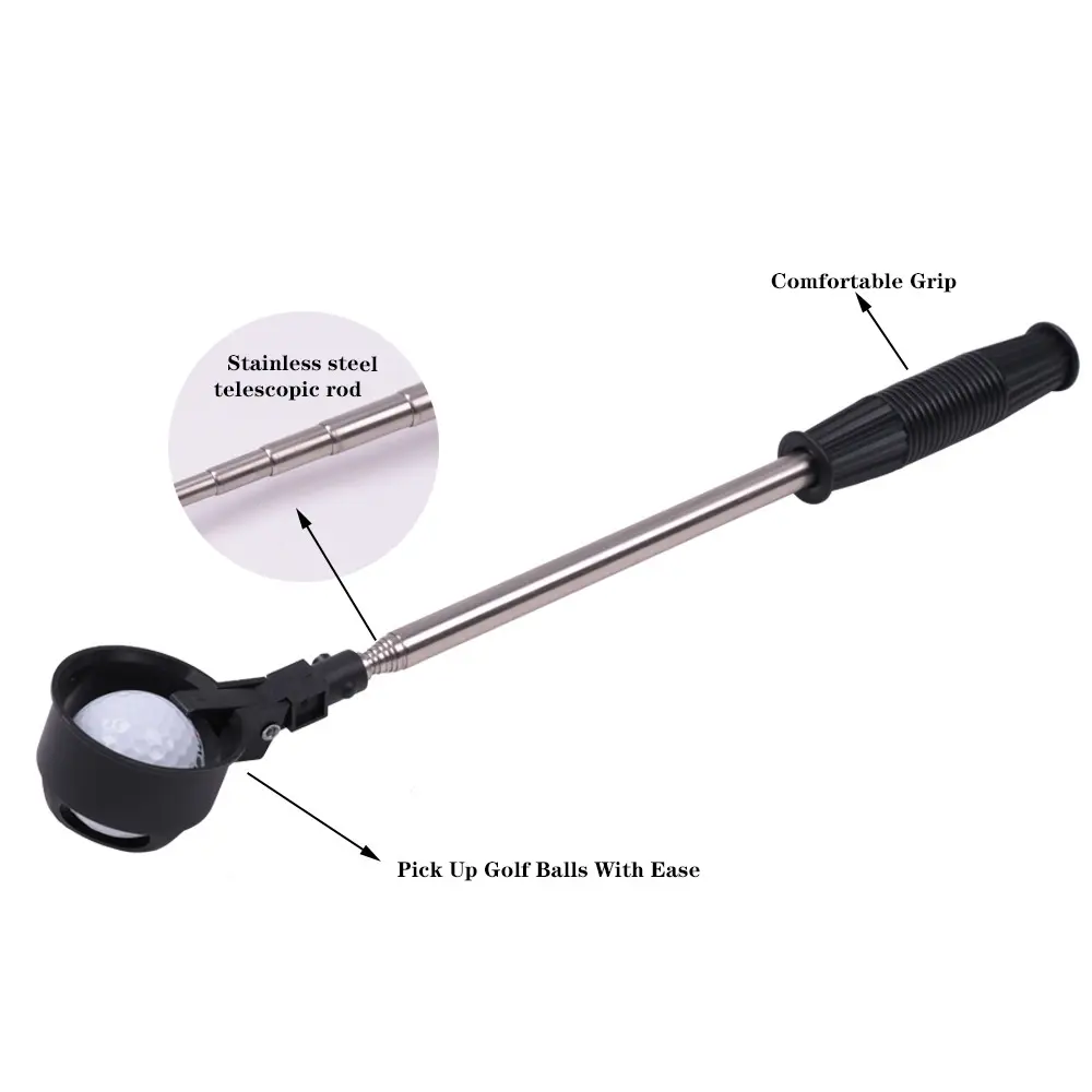 Stainless Steel Golf Ball Retriever Professional Pick Up Tool With Telescopic Handle For Course Training