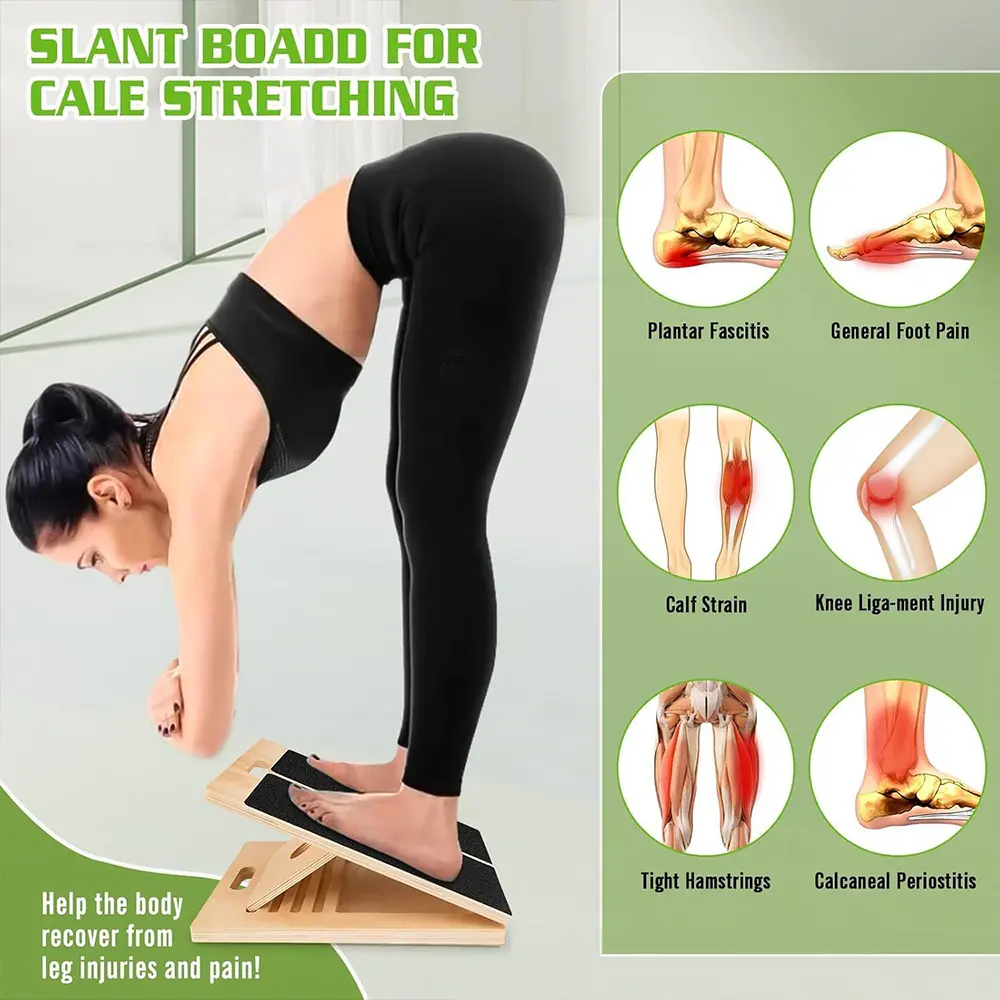Foldable Wooden Incline Board Adjustable Calf Ankle Stretcher Plyometric Home Stretching Balance Training Fitness Equipment