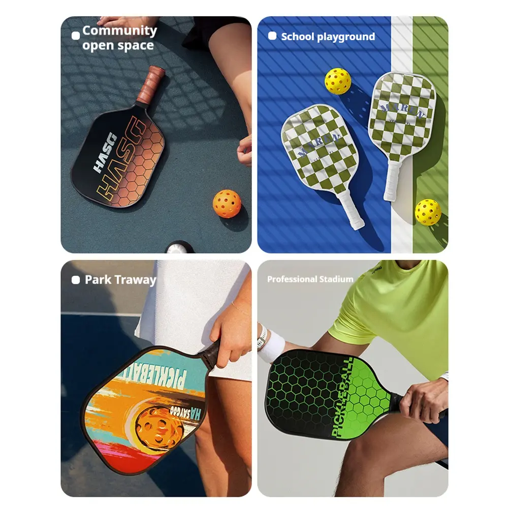 Carbon Fiber Pickleball Paddle Set Durable Rackets for Kids Adults Training Outdoor Indoor Sports with Comfort Grip