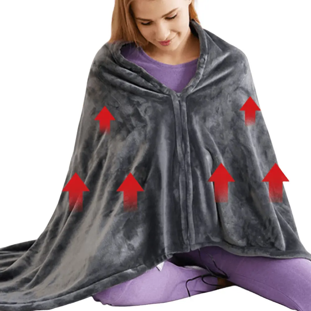 USB Electric Heated Blanket 3 Heating Levels Fleece Heated Blanket Portable Coral Velvet Blanket for Household and Office
