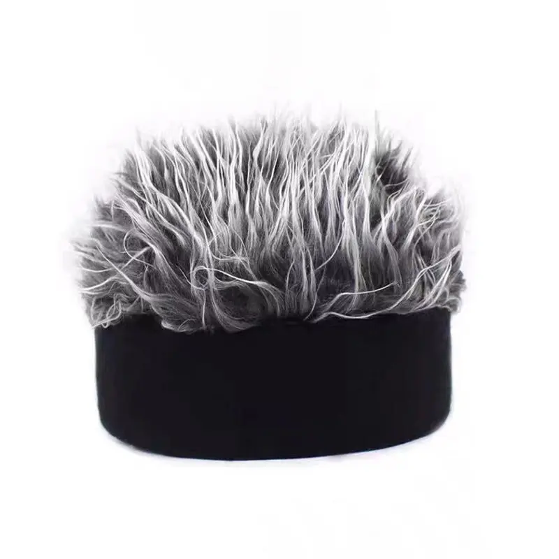 Creative Hip Hop Beanie Hat With Spiked Fake Hair Funny Retro Short Hair Caps For Women And Men Novelty Street Style Wig Hat