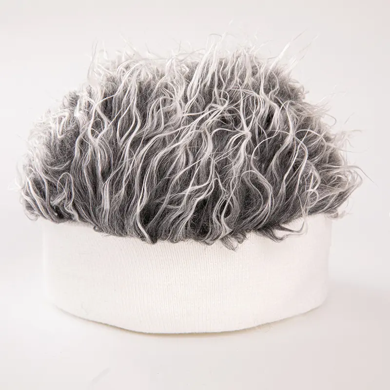 Creative Hip Hop Beanie Hat With Spiked Fake Hair Funny Retro Short Hair Caps For Women And Men Novelty Street Style Wig Hat