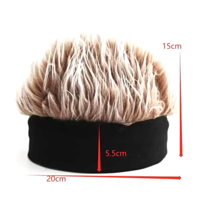 Creative Hip Hop Beanie Hat With Spiked Fake Hair Funny Retro Short Hair Caps For Women And Men Novelty Street Style Wig Hat
