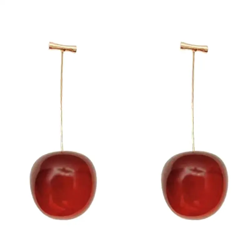 Small Fresh Sweet Red Cherry Earrings Cherries Pendant Earrings For Women Fruit Earrings Stainless Steel Earring Charm Jewelry