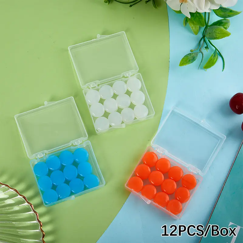 12PCS/Box Silicone Ear Plug Swimming Study Sleeping Work Noise Reduction Earplugs Reusable Hearing Protection Earplug Washable