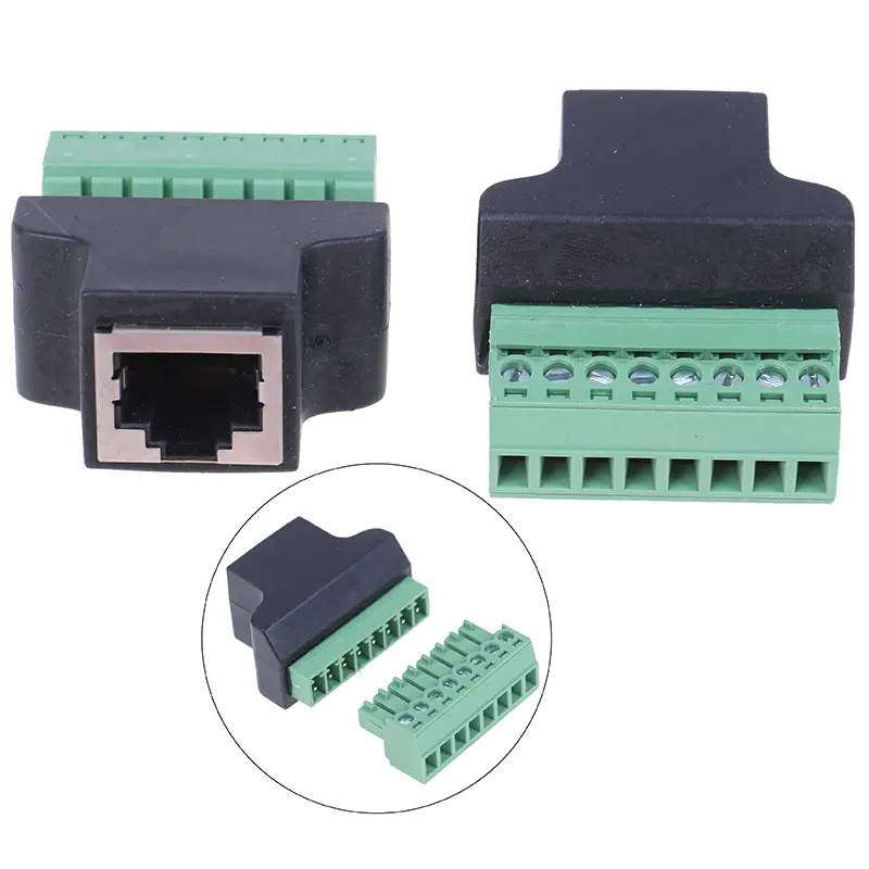 RJ45 Female To 8 Pin Screw Terminal Adaptor For CCTV DVR - Network Connector Adapter
