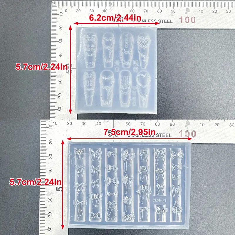 Cake Cream Skirt Bowknot Ribbon 3D Acrylic Mold Nail Art Decorations DIY Design Silicone Nail Art Mold Template For Nail Charms