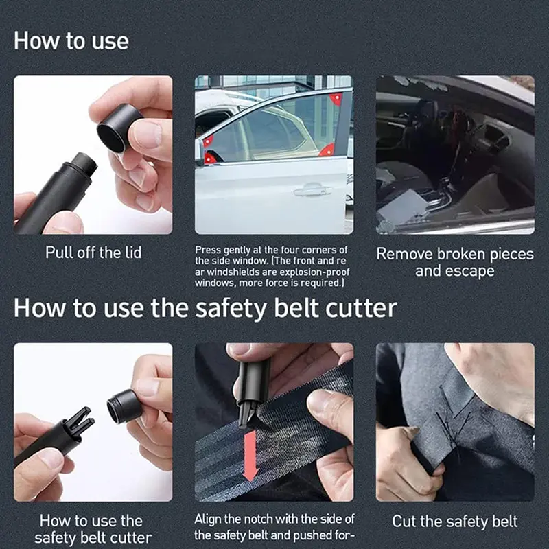 Safety Hammer & Seatbelt Cutter, 2 In 1 Car Window Breaker Seatbelt Cutter Glass Window Breaker Under Water