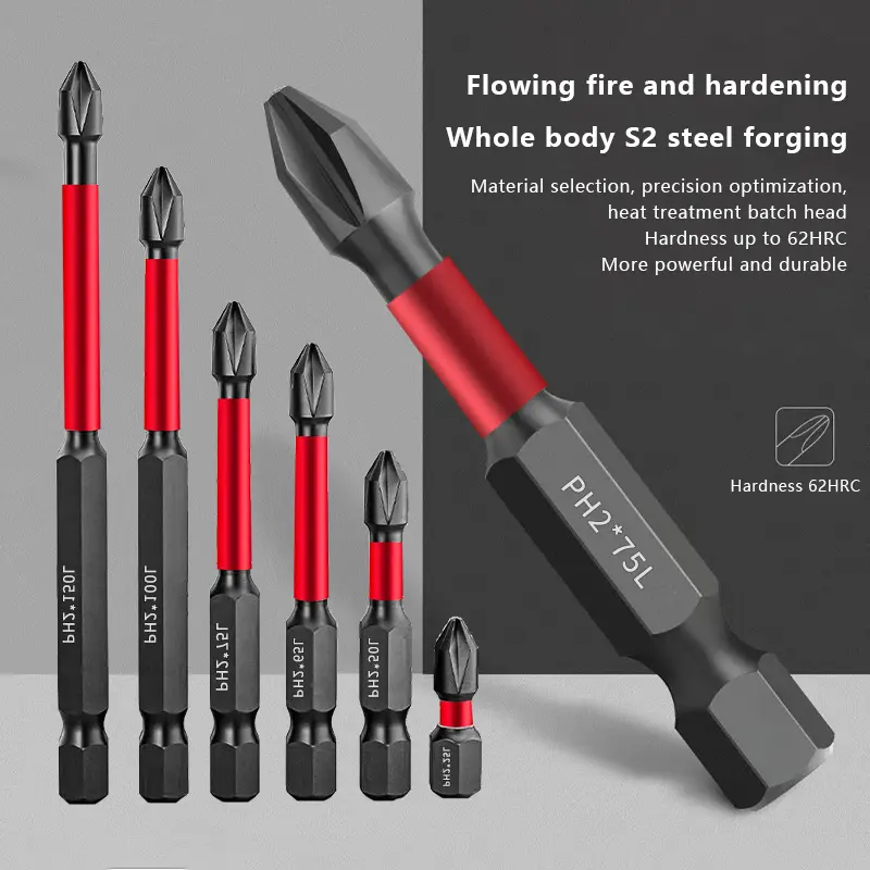 2pcs PH2 Impact Driver Bits High Speed Steel Wear-Resistant Carpentry Power Tool Accessories Separate Sale