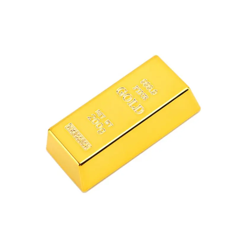 Gold Bullion Bar Simulated Golden Brick Glittering Plastic Fake Gold Bar Paperweight Door Stop Movie Prop Novelty Gift