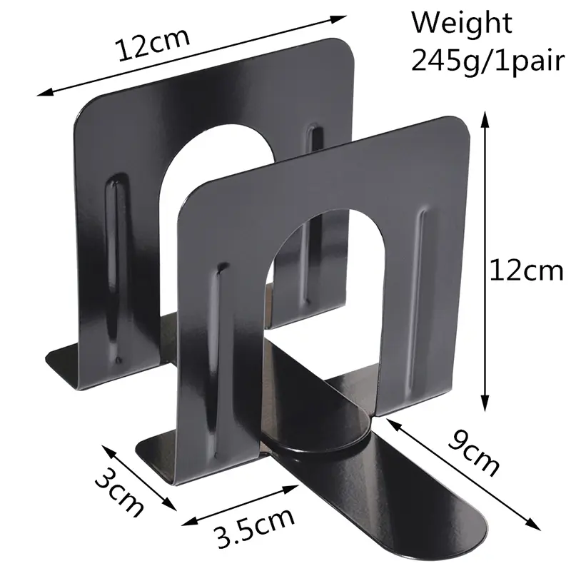 2Pcs Heavy-Duty Metal Bookends Book Clips Desktop Magazine Holder Book Braces Rack For School Office Supplies