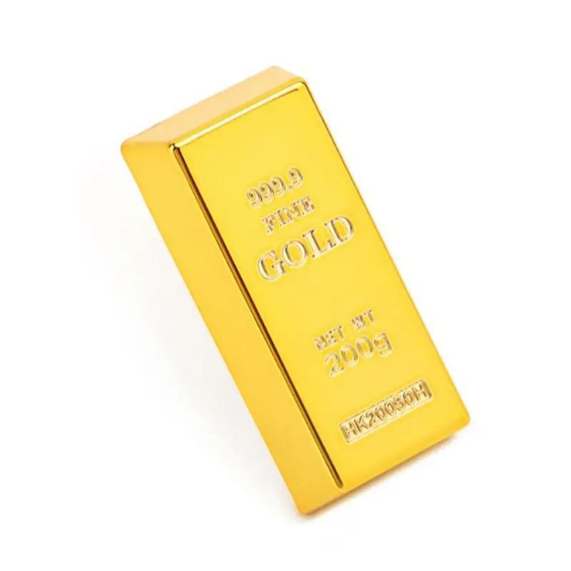 Gold Bullion Bar Simulated Golden Brick Glittering Plastic Fake Gold Bar Paperweight Door Stop Movie Prop Novelty Gift