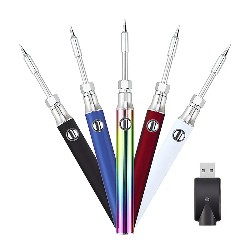 1Set USB 5W Electric Soldering Iron Pen Cordless Soldering Iron Pen Rechargeable And Temperature Adjustment Welding Repair Tool