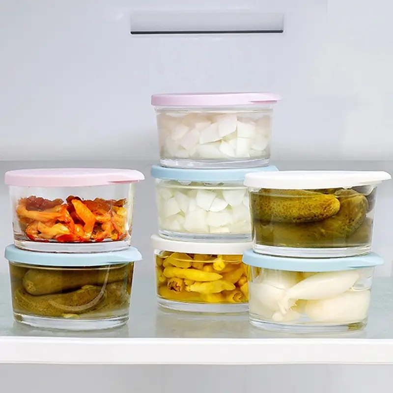 Microwave Safe Round Food Storage Container High Borosilicate Glass Pickle Sealed Jar Refrigerator Fruit Vegetable Storage Jar