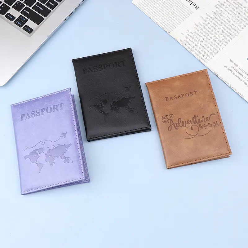 Unisex PU Leather Passport Cover Slim Travel Passport Holder Wallet Simple Fashion Card Case Gift For Men And Women