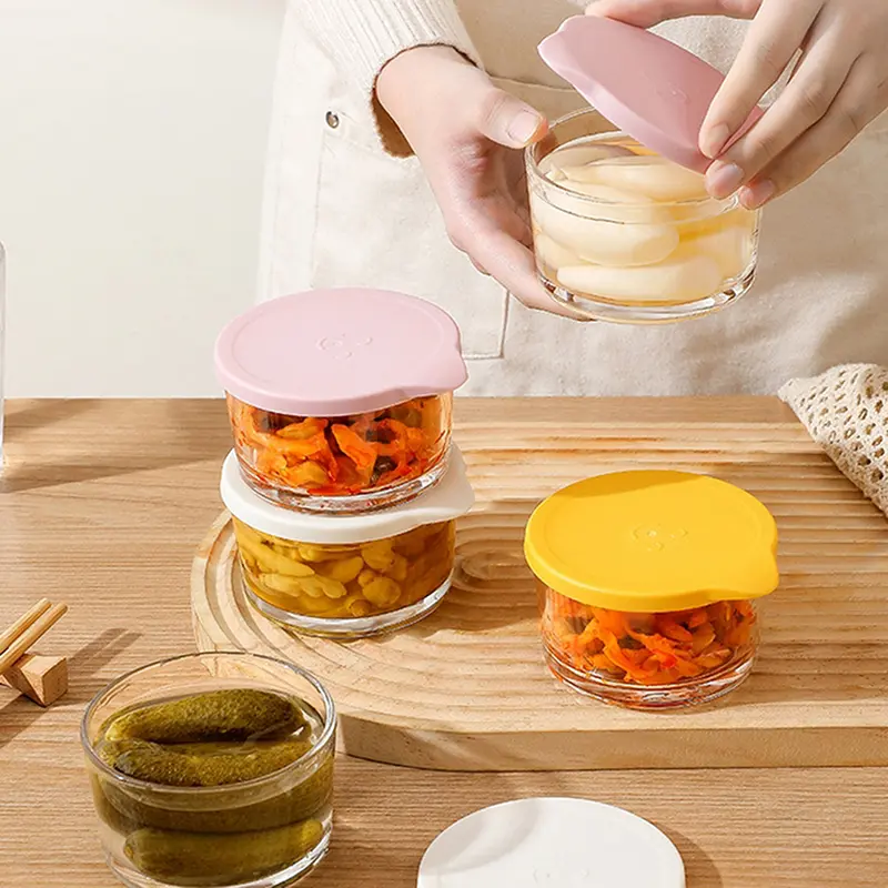 Microwave Safe Round Food Storage Container High Borosilicate Glass Pickle Sealed Jar Refrigerator Fruit Vegetable Storage Jar