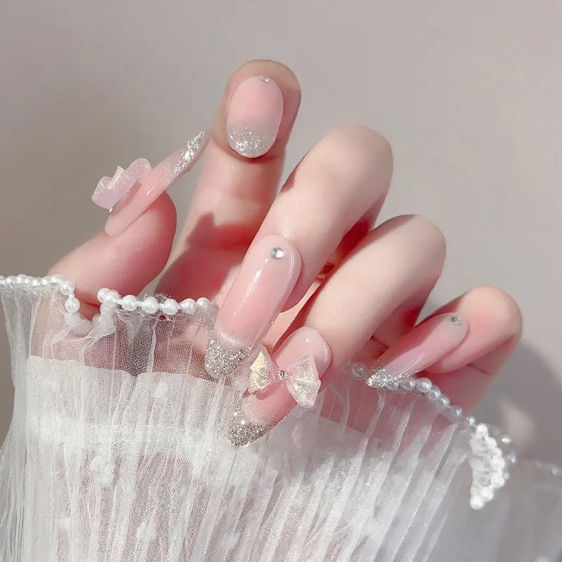 30 Pcs Soft Carved Glitter Bow Nail Art Charms Resin Cute DIY Jewelry Accessories For Decoration
