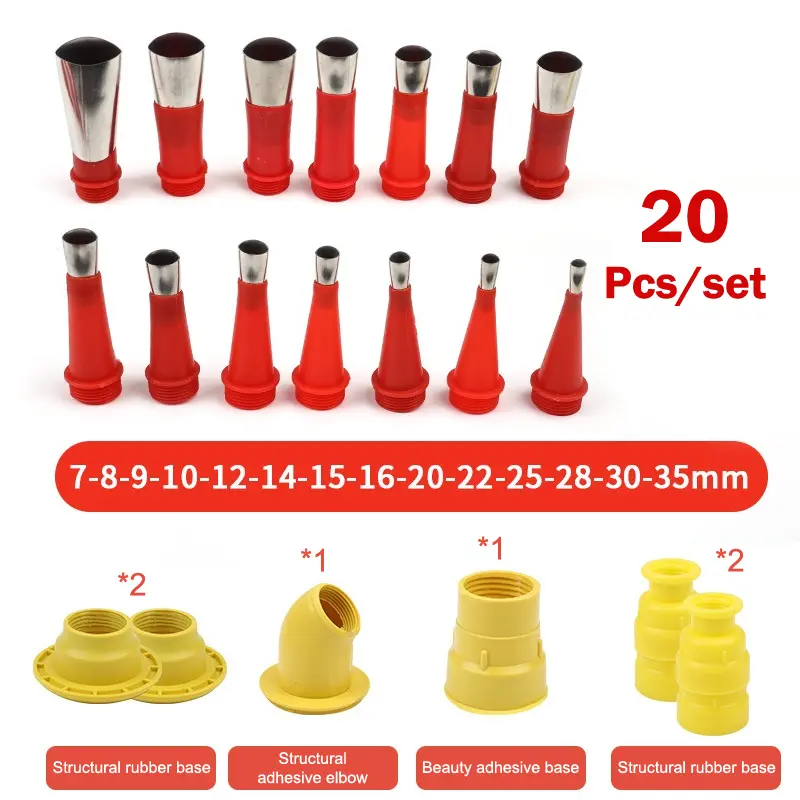 20Pcs Stainless Steel Caulk Nozzle Applicator For Kitchen Bathroom Sink Joint Caulking Finisher Glue Sealant Finishing Tool