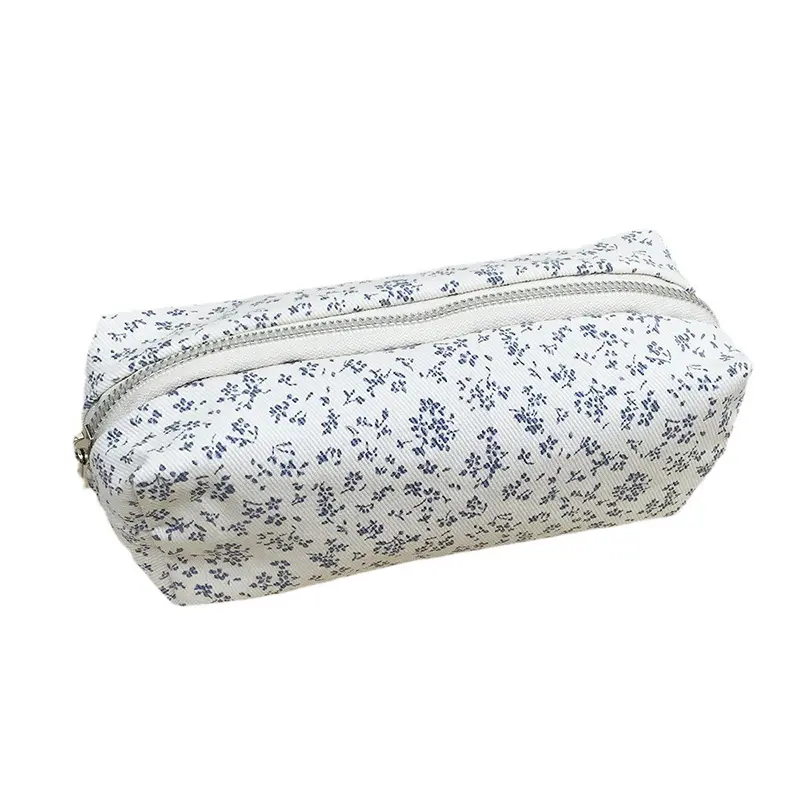 Large Capacity Cartoon Floral Pen Bag For Students Multifunctional Girls Stationery Organizer Pencil Case With Print Design