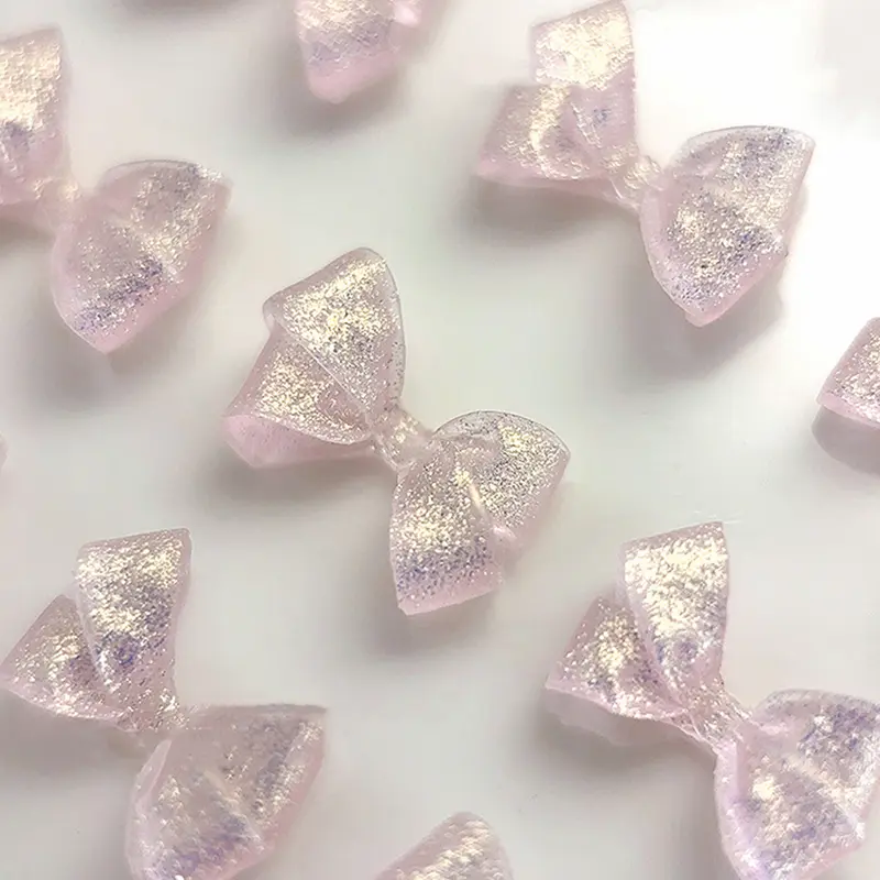 30 Pcs Soft Carved Glitter Bow Nail Art Charms Resin Cute DIY Jewelry Accessories For Decoration